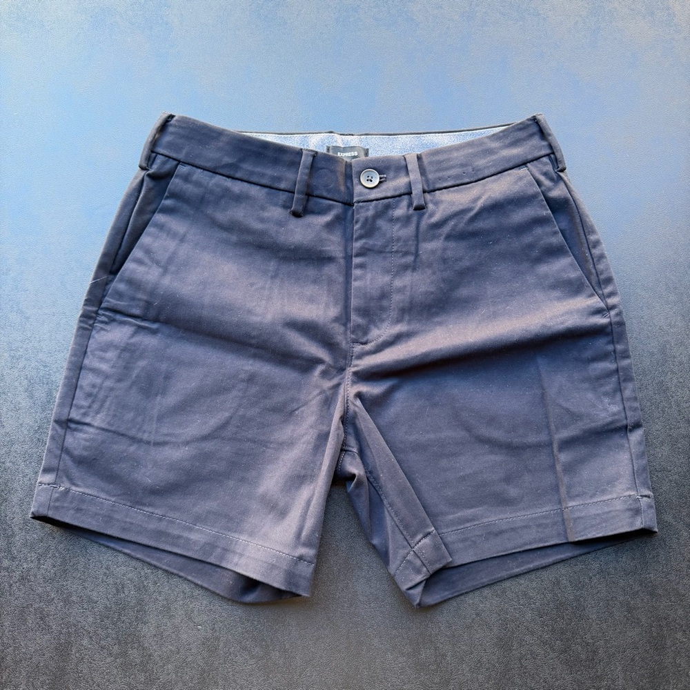 Express Men’s Navy Chino Shorts – 6” Inseam – Size 28